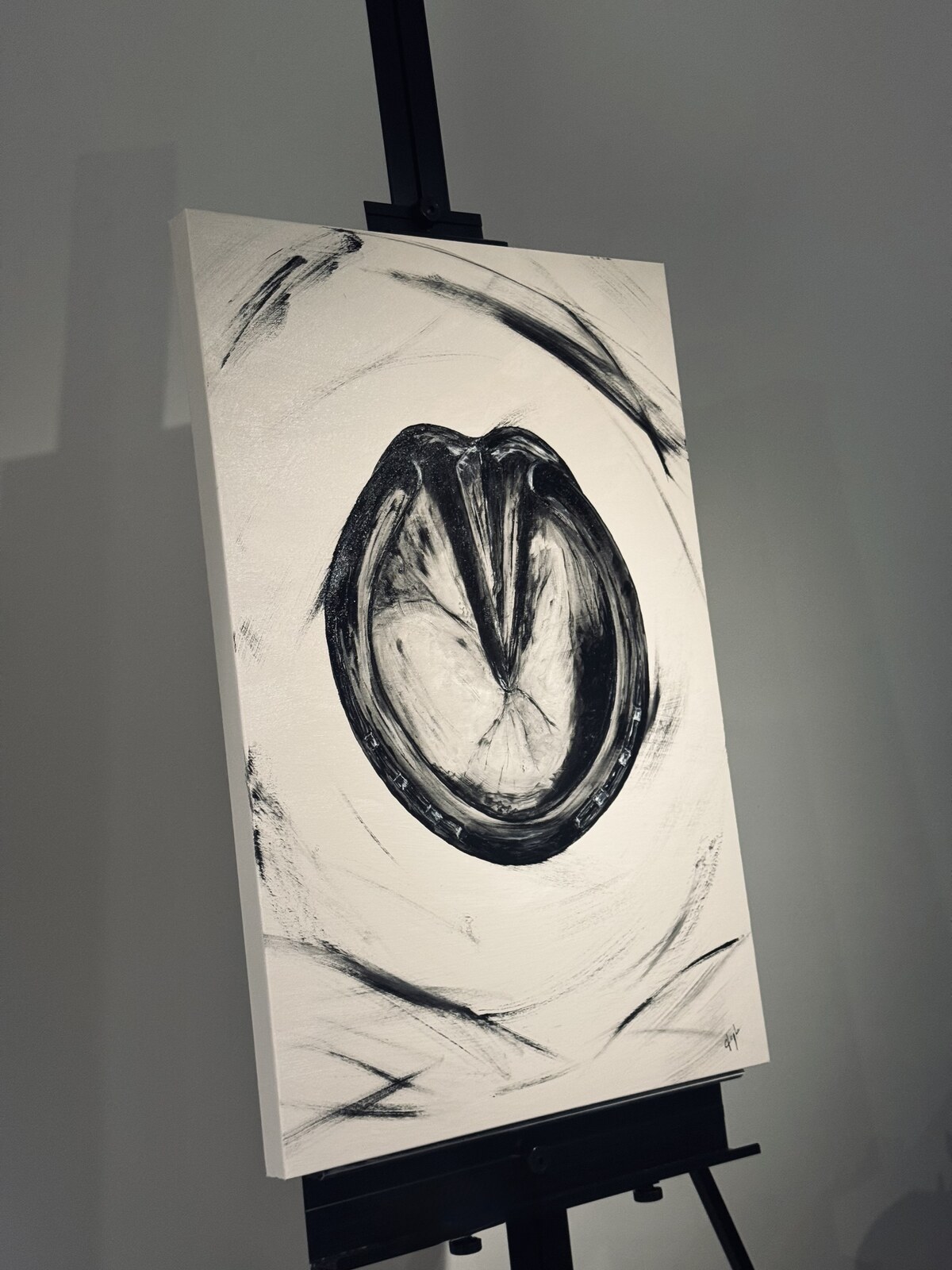 What Holds Everything original oil on canvas painting of a horse's hoof and horseshoe